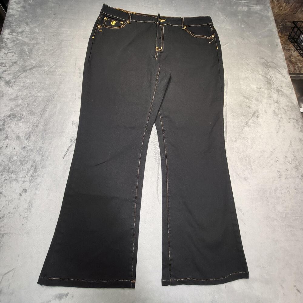 Rocawear Jeans Womens 20 Black Flared Relaxed Stretch Dark Wash 31 Inseam